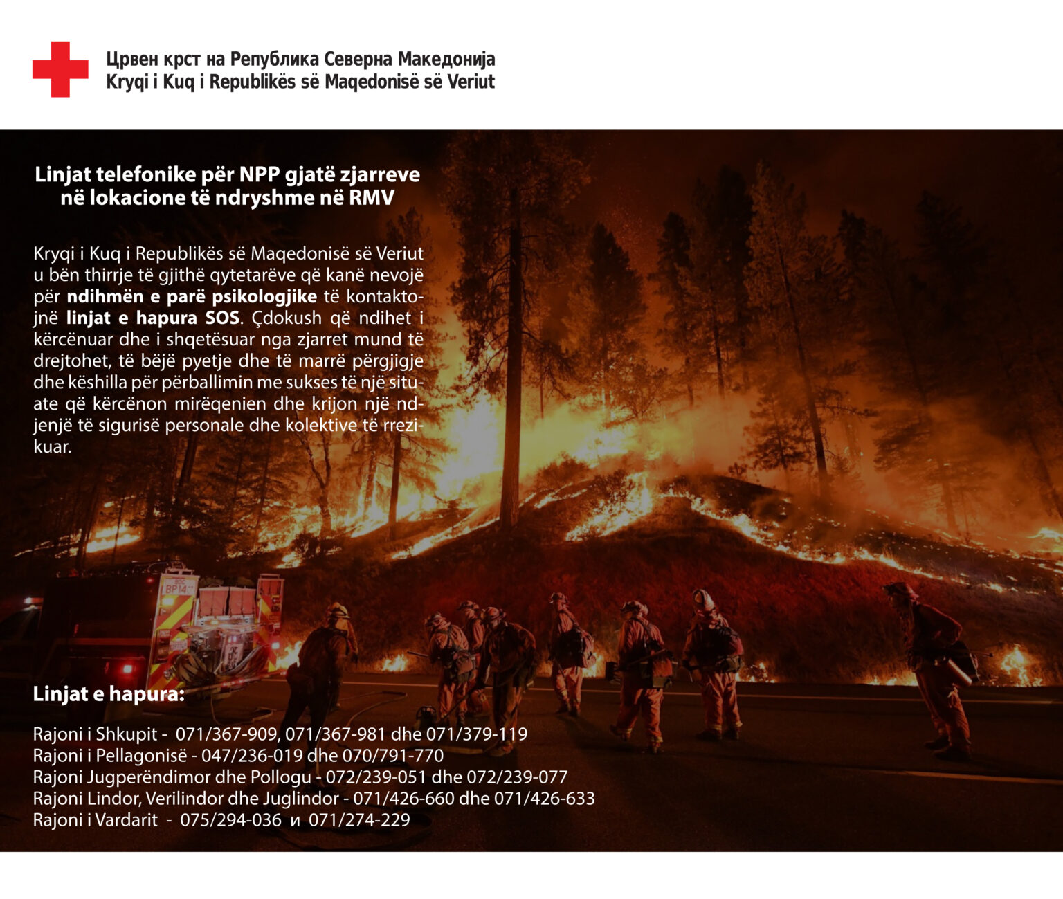 Linjat telefonike për NPP gjatë zjarreve në lokacione të ndryshme në RMV